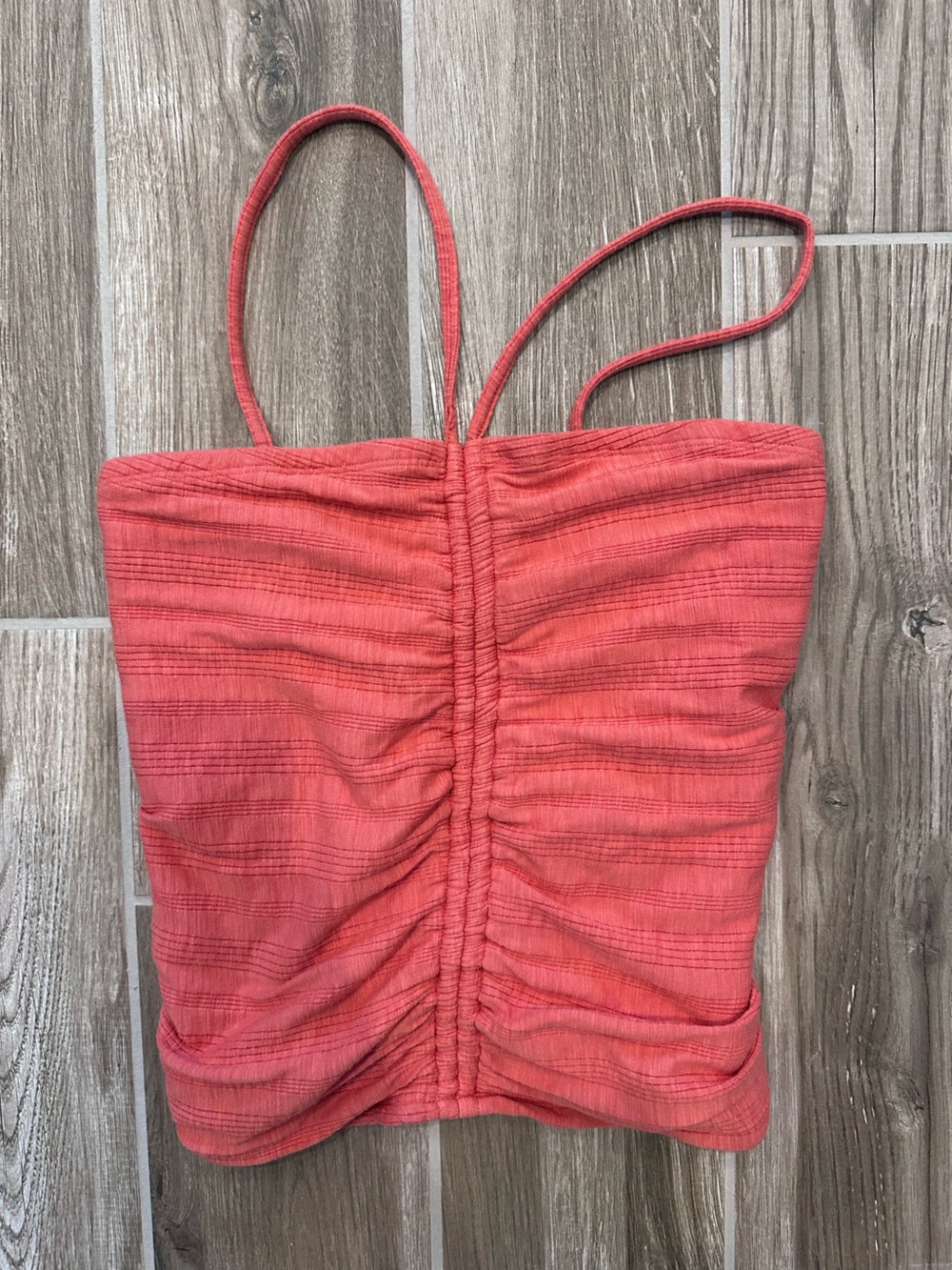 Pilcro Coral Ruched Tank Top with Thin Straps
